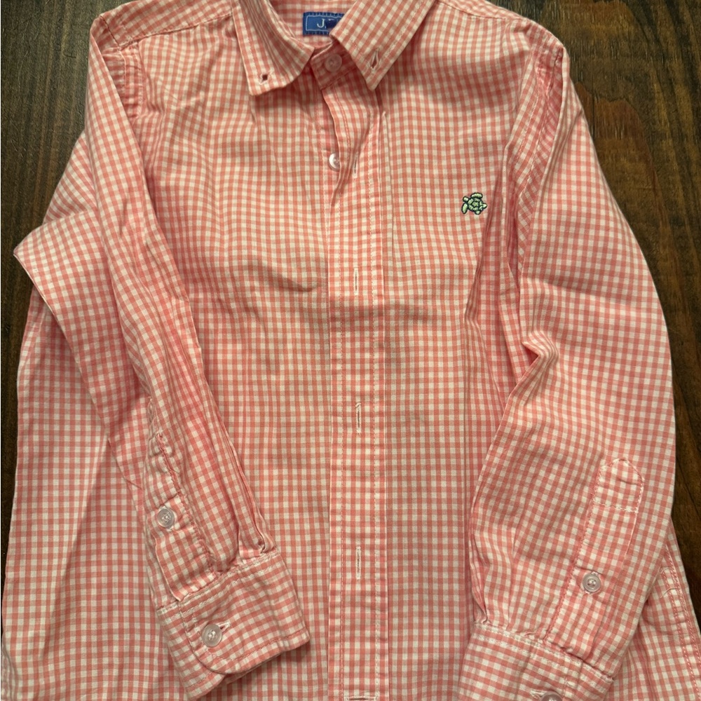 Kids Pink Gingham Button Down Shirt